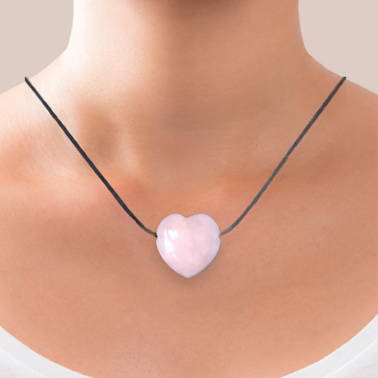 Pendentif cœur en Quartz rose (PE1554-1)