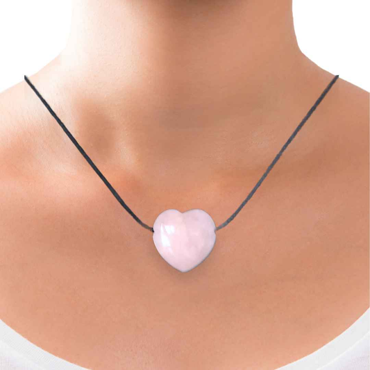 Pendentif cœur en Quartz rose (PE1554-1)