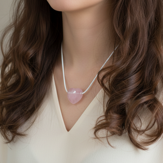 Pendentif cœur en Quartz rose (PE1554-2)
