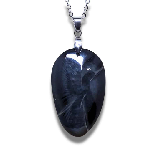 Pendentif gravé colombe en Obsidienne Œil Céleste (PE1885)