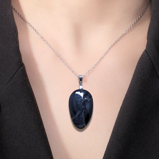 Pendentif gravé colombe en Obsidienne Œil Céleste (PE1885)