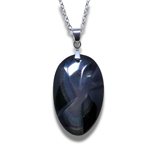 Pendentif gravé colombe en Obsidienne Œil Céleste (PE1883)