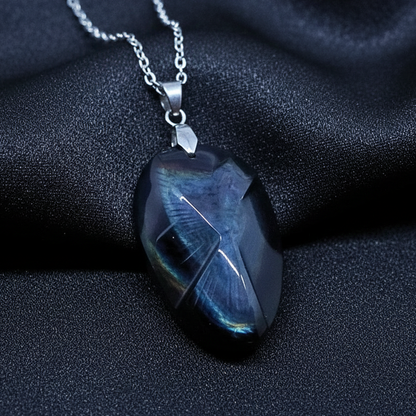 Pendentif gravé colombe en Obsidienne Œil Céleste (PE1885)