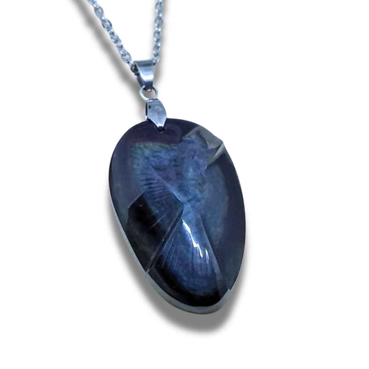 Pendentif gravé colombe en Obsidienne Œil Céleste (PE1885)
