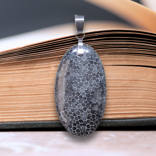 Pendentif en Corail noir fossilisé (PE2005)