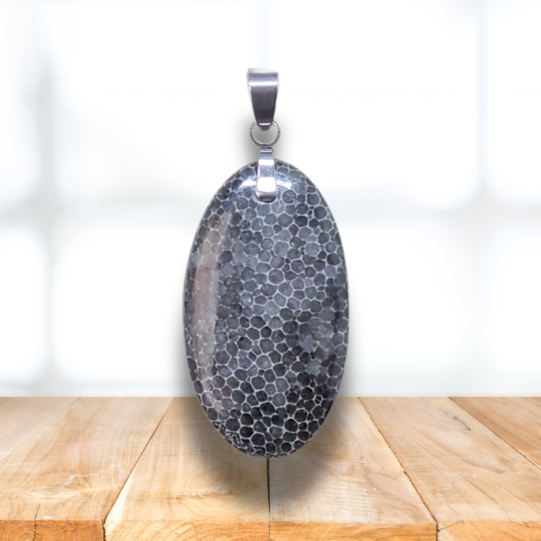 Pendentif en Corail noir fossilisé (PE2005) - ENAE Minéraux