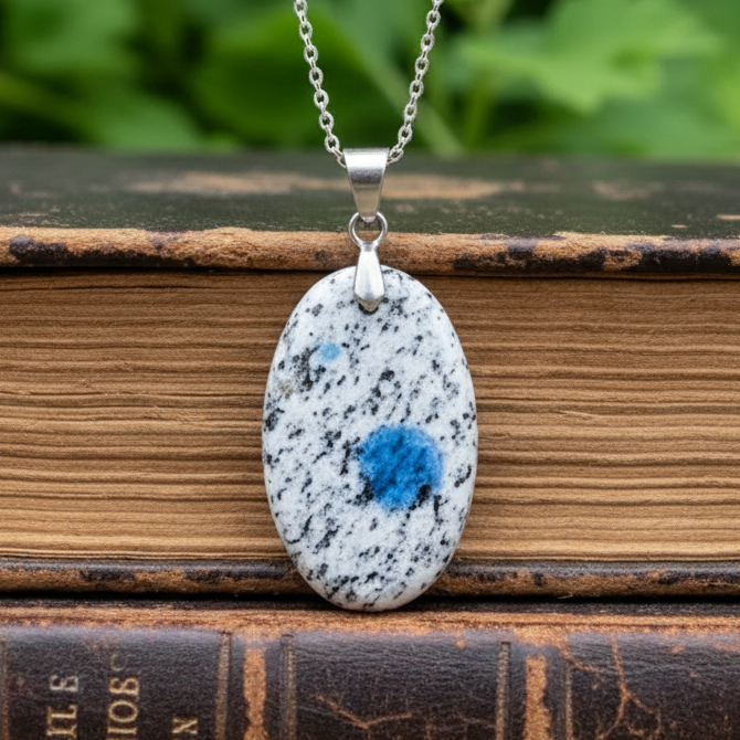 Pendentif en K2 (Granite et Azurite) (PE1782)