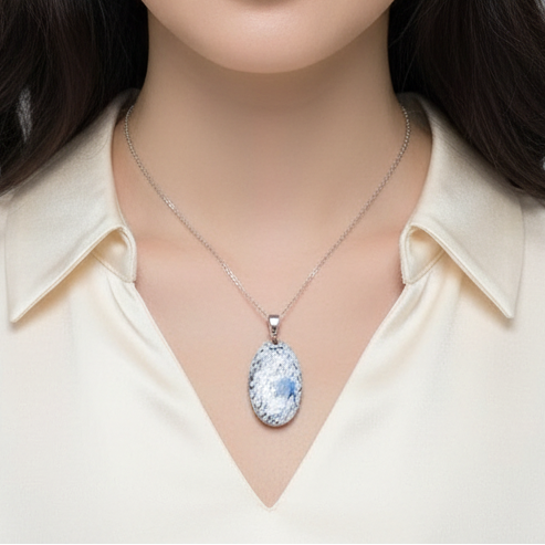 Pendentif en K2 (Granite et Azurite) (PE1782)