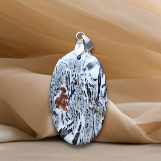 Pendentif en Hornblende avec Grenat (PE693)