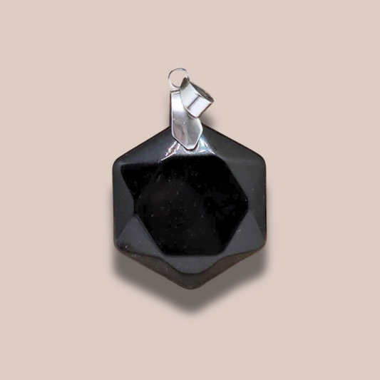 Pendentif hexagonal en Obsidienne noire (PE1582)