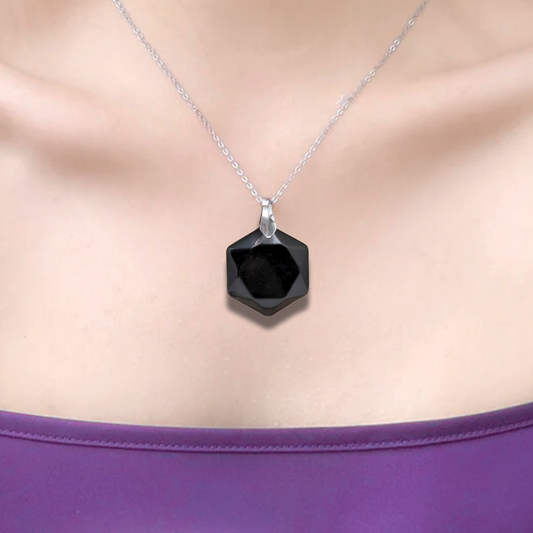Pendentif hexagonal en Obsidienne noire (PE1582) - ENAE Minéraux