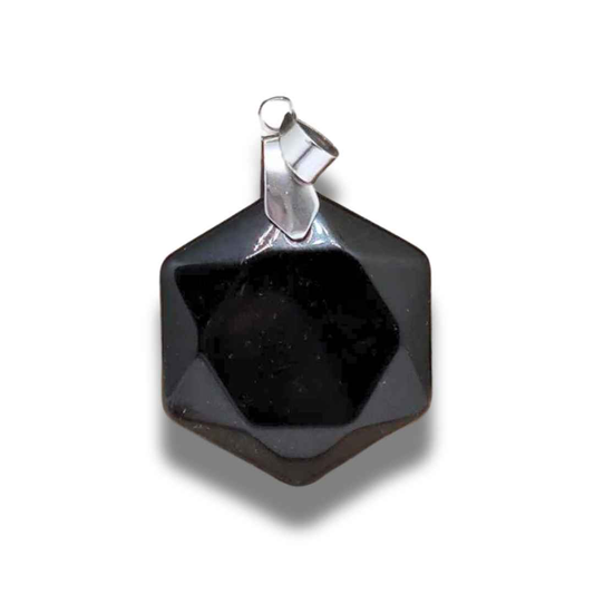Pendentif hexagonal en Obsidienne noire (PE1582)