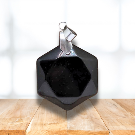 Pendentif hexagonal en Obsidienne noire (PE1582) - ENAE Minéraux
