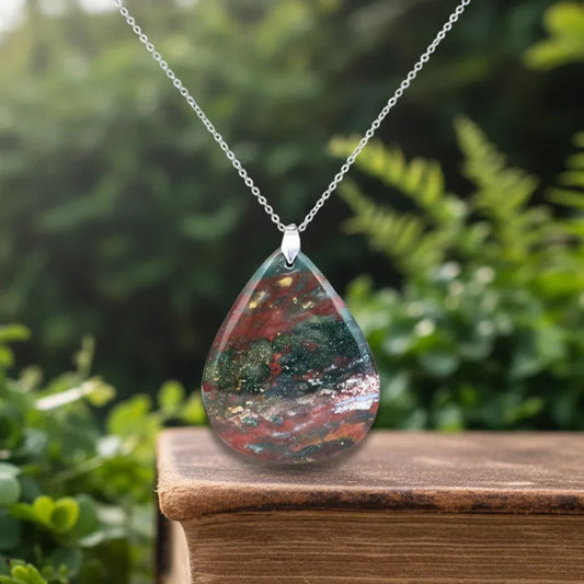 Pendentif en Jaspe Héliotrope (PE1478-3)