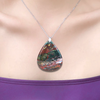 Pendentif en Jaspe Héliotrope (PE1478-3) - ENAE Minéraux
