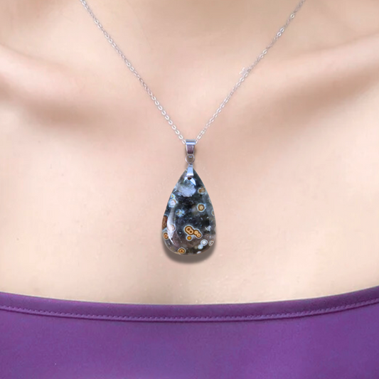 Pendentif en Rhyolite Océan (PE1596-3) - ENAE Minéraux