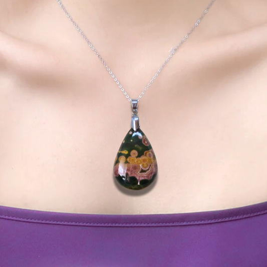 Pendentif en Rhyolite Océan (PE1858) - ENAE Minéraux