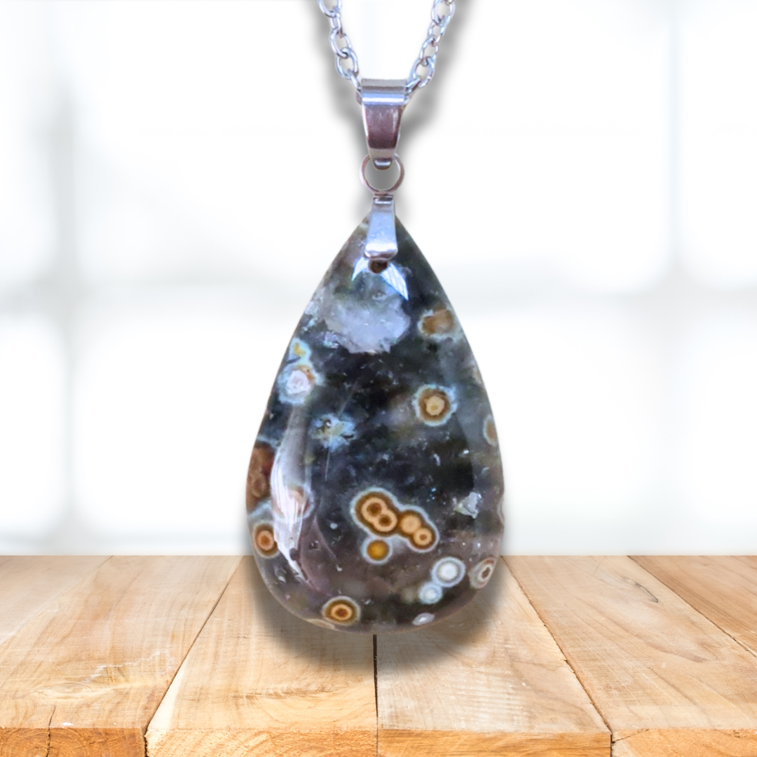 Pendentif en Rhyolite Océan (PE1596-3) - ENAE Minéraux