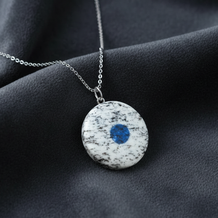 Pendentif en K2 (Azurite et Granite) (PE1591)