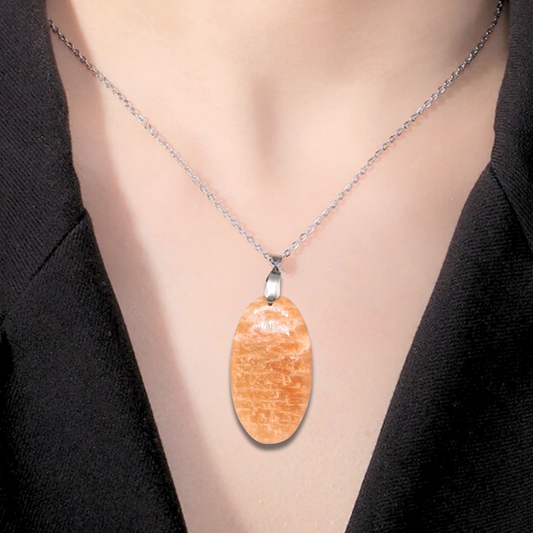 Pendentif en Pierre de Lune orange (PE585)