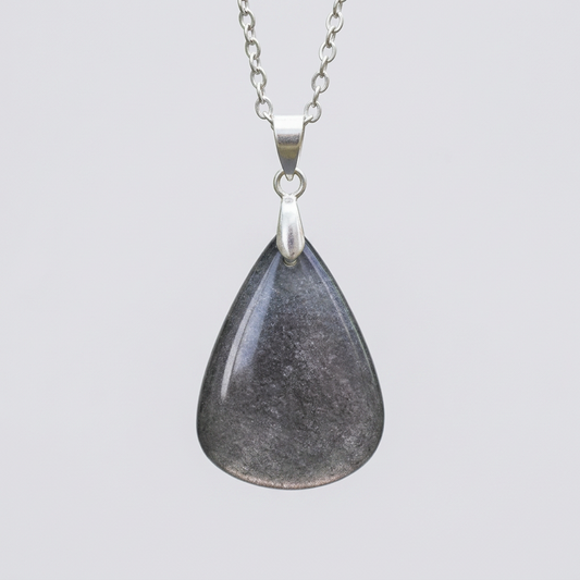 Pendentif en Obsidienne argentée (PE412)