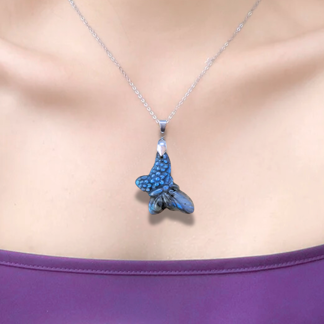 Pendentif papillon en Labradorite (PE1997-2) - ENAE Minéraux