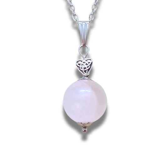 Pendentif perle en Quartz rose et cœur (PE2039) - ENAE Minéraux