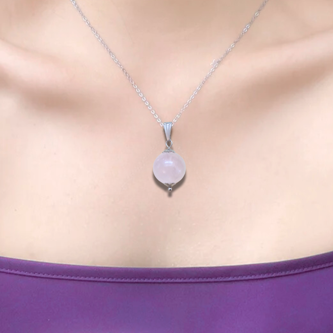 Pendentif perle en Quartz rose (PE2038) - ENAE Minéraux