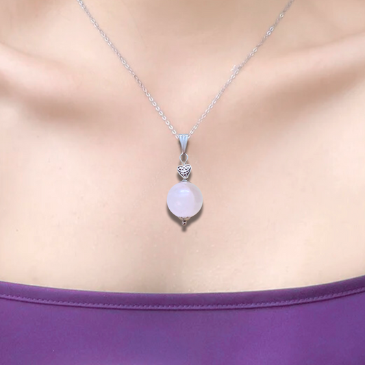 Pendentif perle en Quartz rose et cœur (PE2039) - ENAE Minéraux