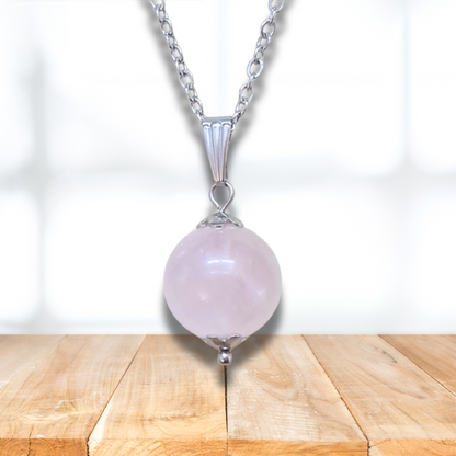 Pendentif perle en Quartz rose (PE2038) - ENAE Minéraux