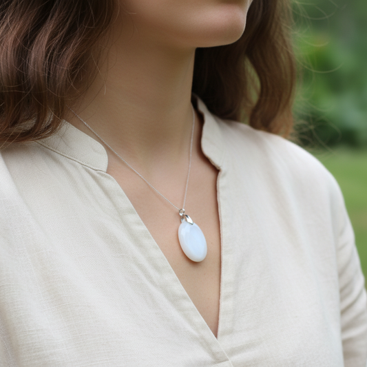 Pendentif en Pierre de Lune blanche (PE1744)