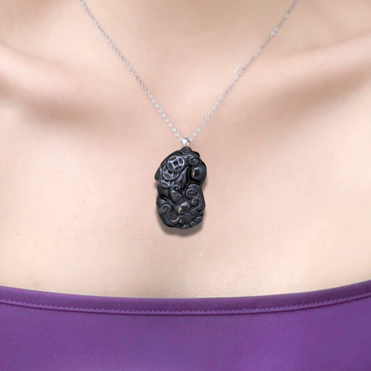 Pendentif Pixiu en Obsidienne Œil Céleste (PE1061-3) - ENAE Minéraux