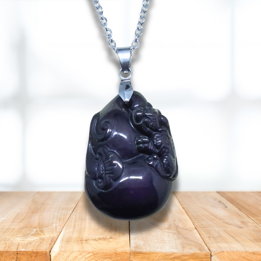 Pendentif Pixiu en Obsidienne Œil Céleste (PE1217-1) - ENAE Minéraux
