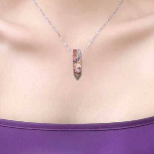 Pendentif en pointe de Rhodonite (PE1622-5) - ENAE Minéraux