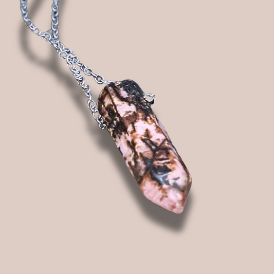 Pendentif en pointe de Rhodonite (PE1622-4)