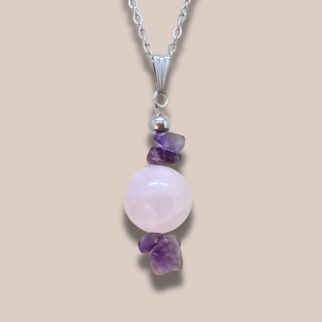 Pendentif en Améthyste et Quartz rose (PE2040)