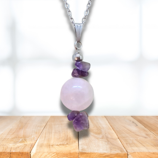 Pendentif en Améthyste et Quartz rose (PE2040) - ENAE Minéraux