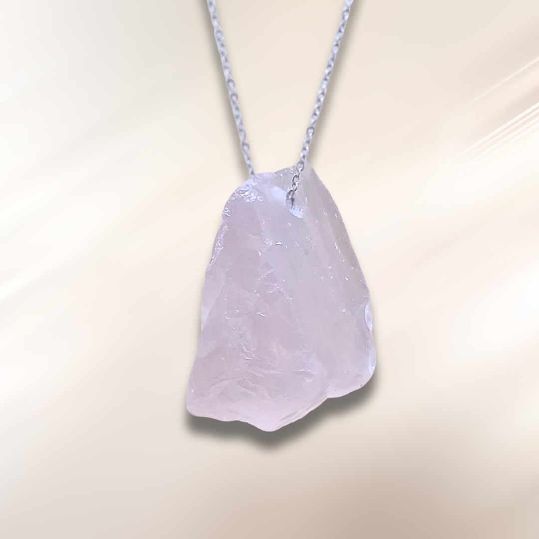 Pendentif en Quartz rose brut (PE1846)