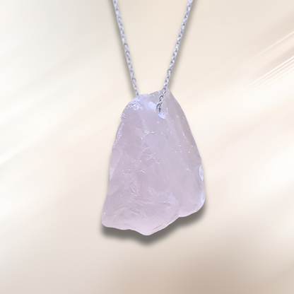 Pendentif en Quartz rose brut (PE1846)