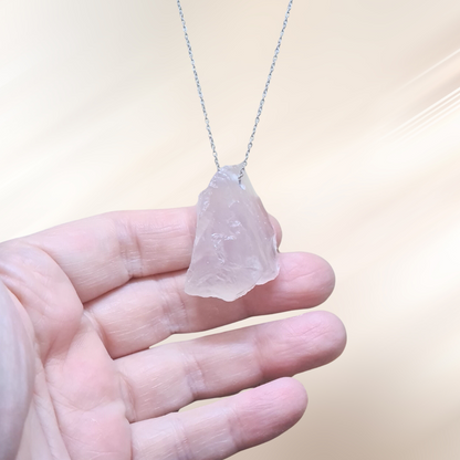 Pendentif en Quartz rose brut (PE1846)