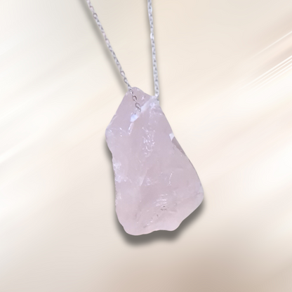 Pendentif en Quartz rose brut (PE1846)