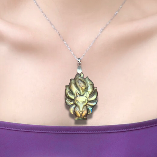 Pendentif Renard en Labradorite (PE1279-2) - ENAE Minéraux