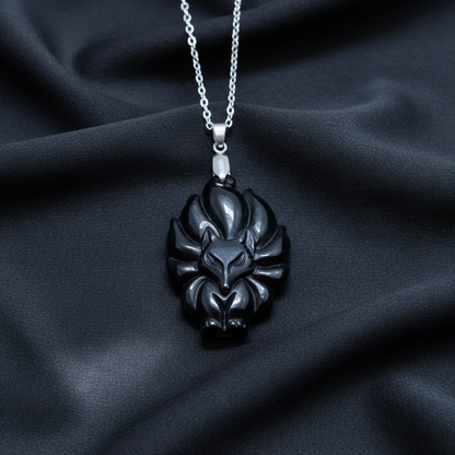 Pendentif Renard en Obsidienne Œil Céleste (PE1271-3)