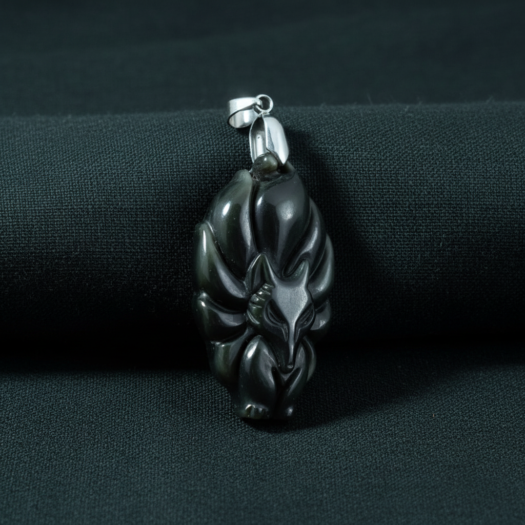 Pendentif Renard en Obsidienne Œil Céleste (PE1271-3)