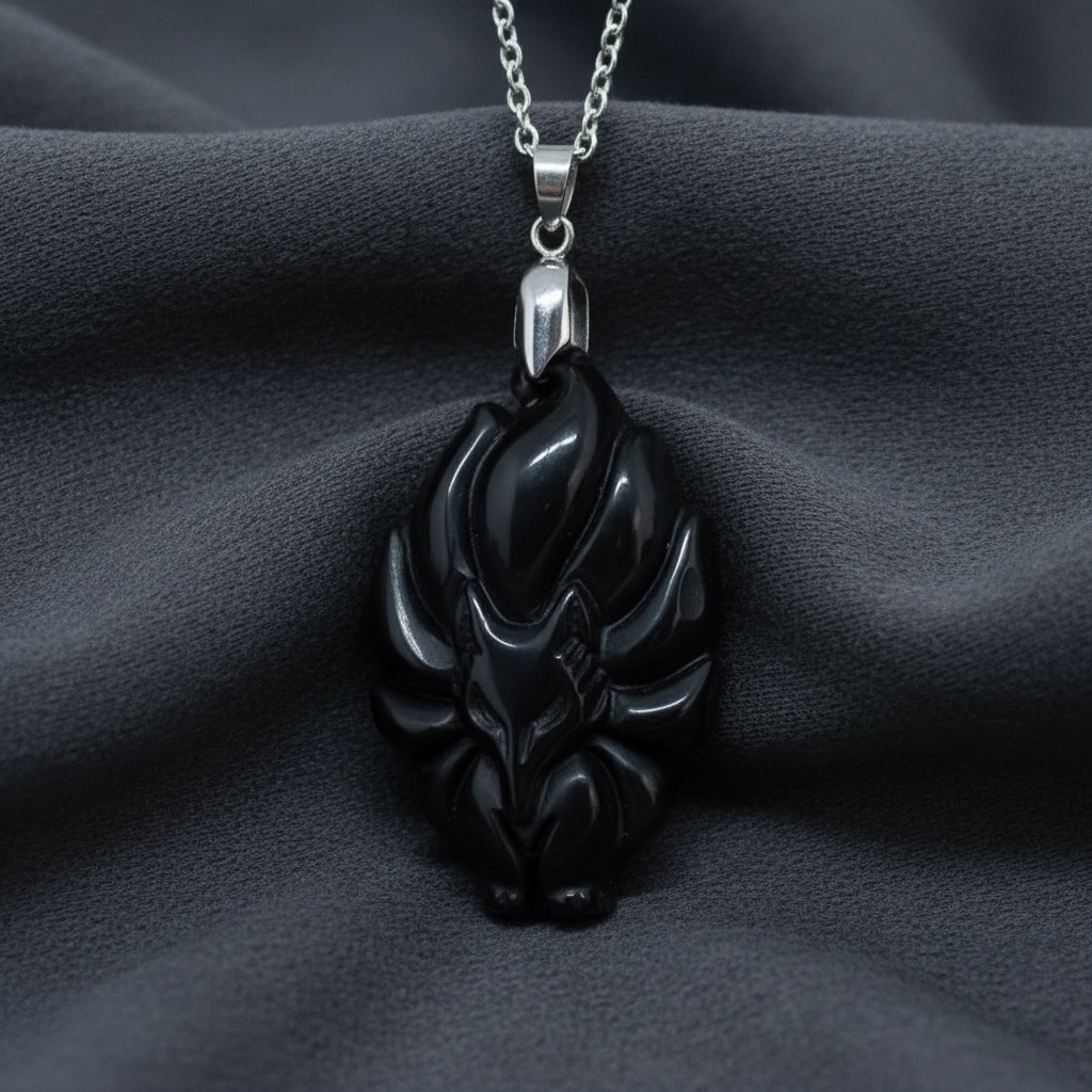 Pendentif Renard en Obsidienne Œil Céleste (PE1271-3)
