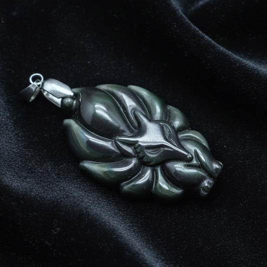Pendentif Renard en Obsidienne Œil Céleste (PE1271-3)