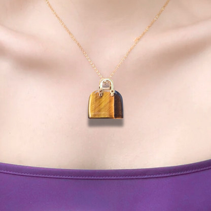 Pendentif Sac à main en Œil de Tigre (PE1837-1) - ENAE Minéraux