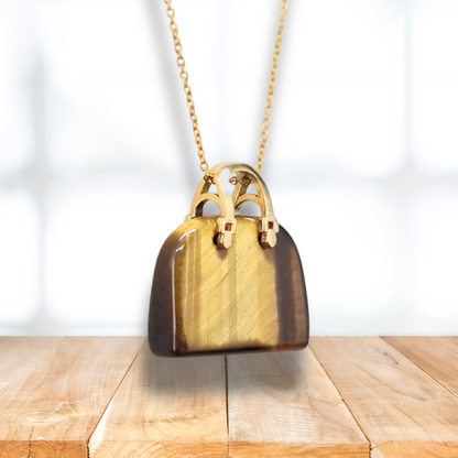 Pendentif Sac à main en Œil de Tigre (PE1837-1) - ENAE Minéraux