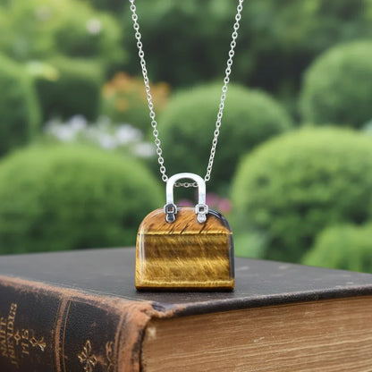 Pendentif Sac à main en Œil de Tigre (PE1837-2)