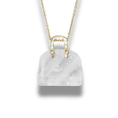 Pendentif Sac à main en Cristal de roche (PE1834-1) - ENAE Minéraux